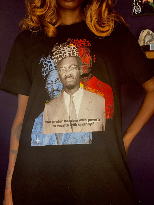 Short sleeve black "Patrice Lumumba" Tee (Pre-order)